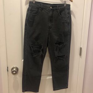 Dark Grey Distressed Boyfriend Jeans